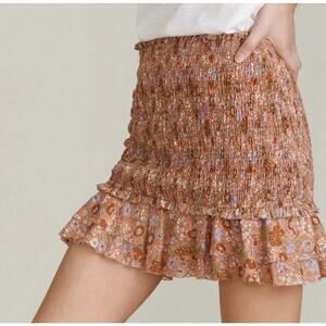 Veronica Beard Melodie Floral-Print Smocked Skirt Size 2